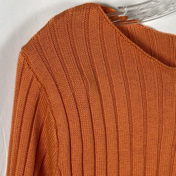 Hippie Rose Women’s Crop Sweater Orange Ribbed Sz L Open Neck Boho Long Sleeve - Picture 2 of 11